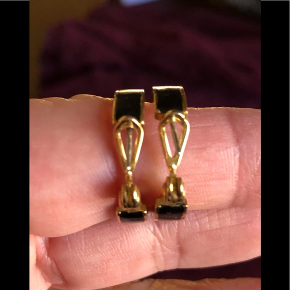 Gold & Black Hoop Earrings - Picture 3 of 5